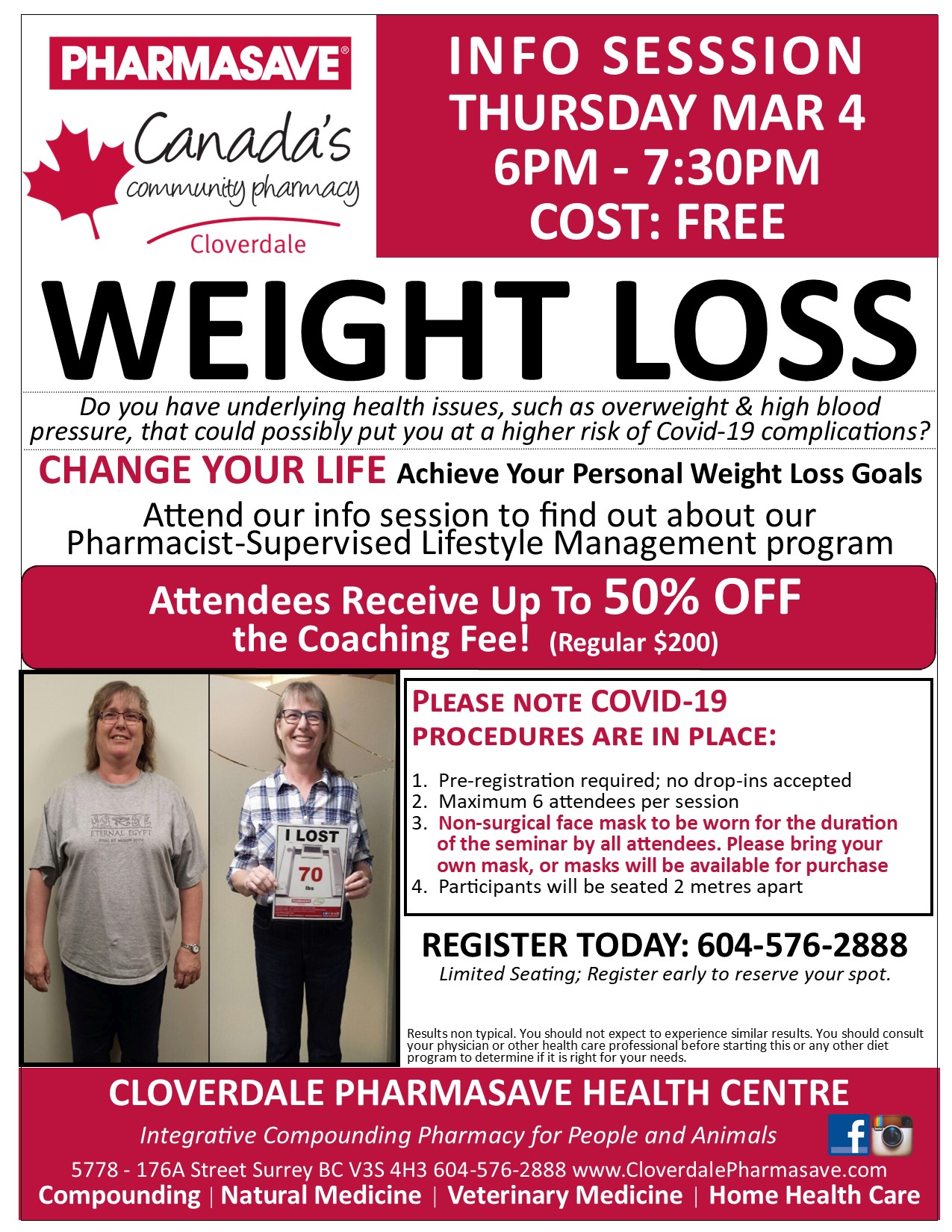 March 4, 2021 Ideal Protein Weight Loss Seminar flyer