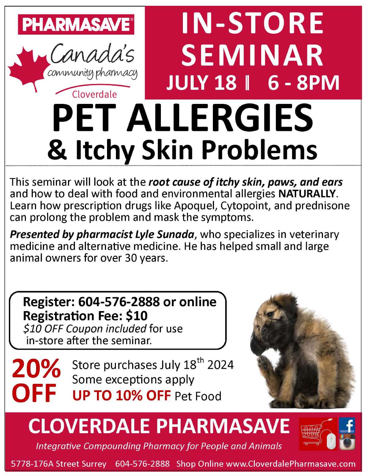 Pet Allergies info session flyer