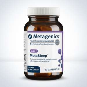 a bottle of Metasleep tablets