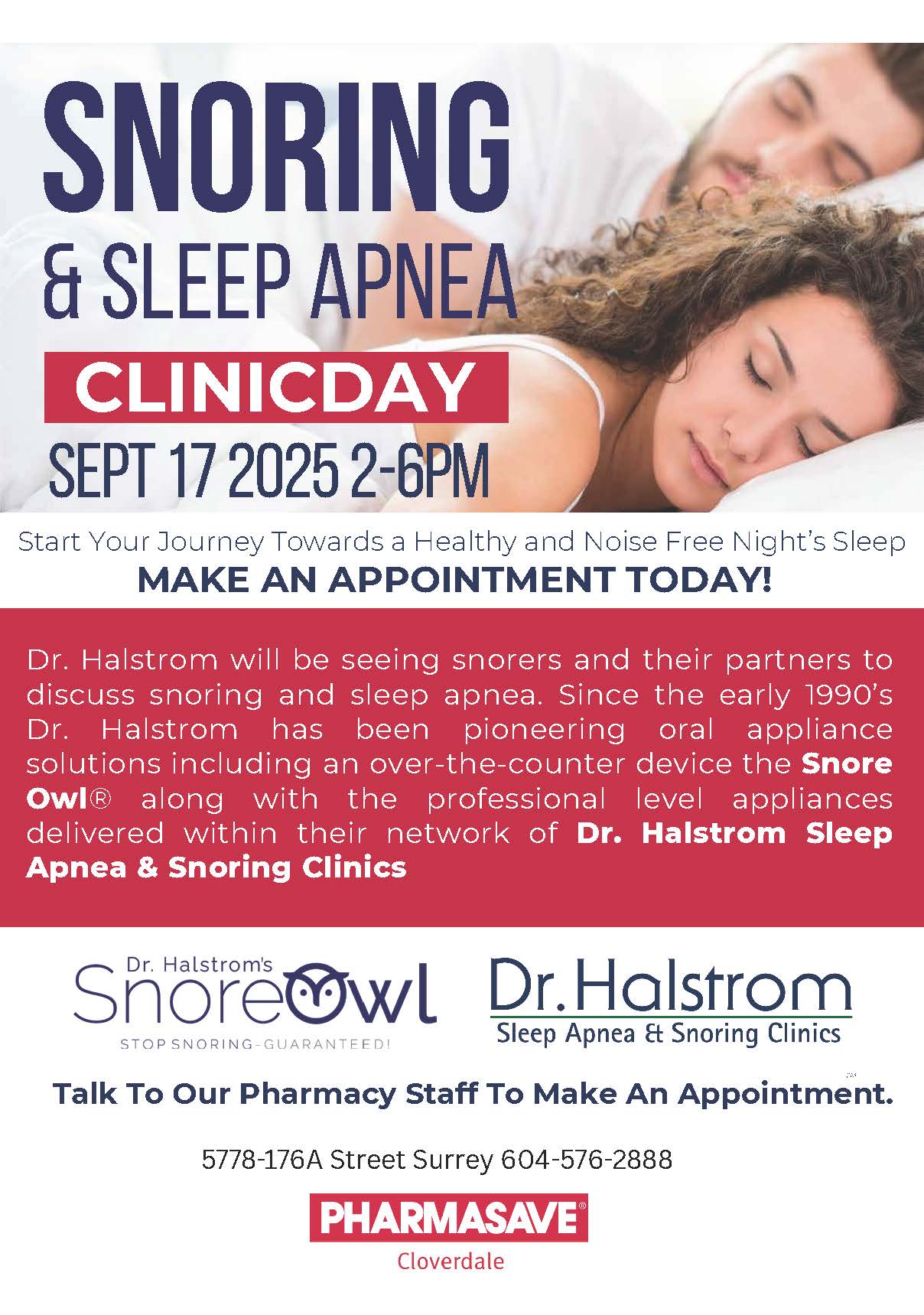 Snoring and sleep apnea info session flyer