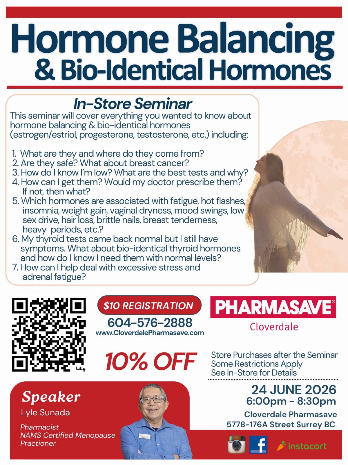 Hormone Balancing Seminar flyer for June 24